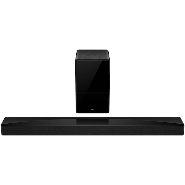 Саундбар TCL Q75H, 5.1.2, 620W, Bluetooth 5.1, Dolby Atmos & DTS-Virtual:X, e-ARC, Subwoofer Wireless, Черен