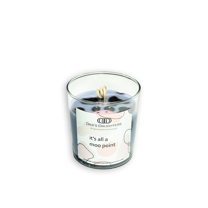 Lumanare parfumata de soia, model It's all a moo point, 200g