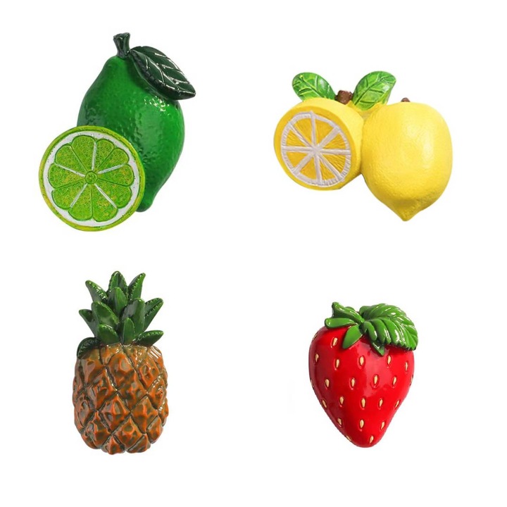 Set 4 Magneti Decorativi Fructe, Rasina, Multicolor, 3.8-6.35cm