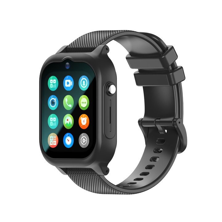 Детски Смарт часовник NUBI K26, 4G, GPS+LBS+Wi-Fi Tracking, IPS Дисплей 1.83'', 240*284, Камера, Видео разговор, Измерва крачки, Допълнителна каишка, Черен