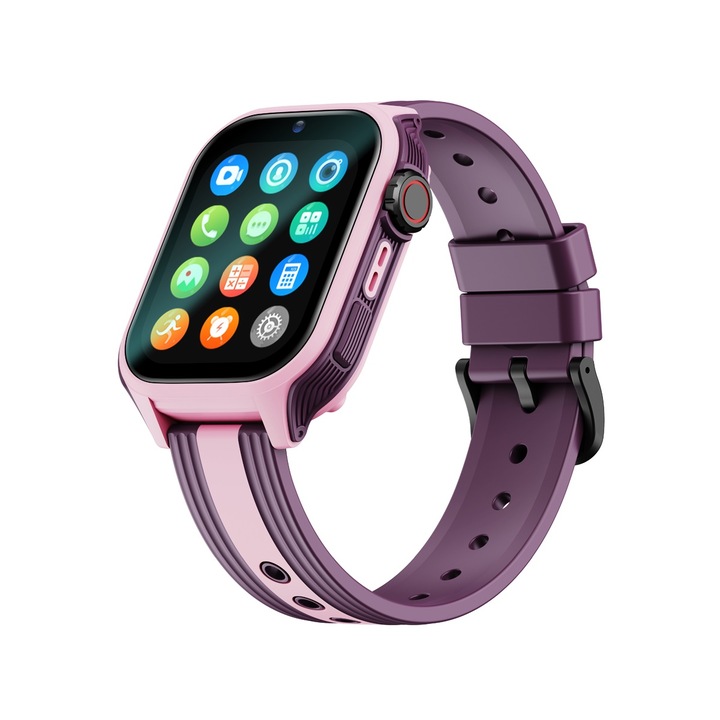 Детски Смарт часовник NUBI K36, 4G, GPS+LBS+Wi-Fi Tracking, IPS Дисплей 1.83'', 240*284, Камера, Видео разговор, Измерва крачки, Лилав