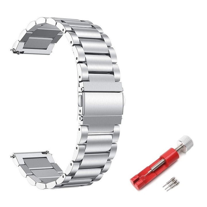 Curea metalica compatibila cu Huawei Watch GT4 41mm, bratara Best Accessories, inox, argintiu, 18 mm