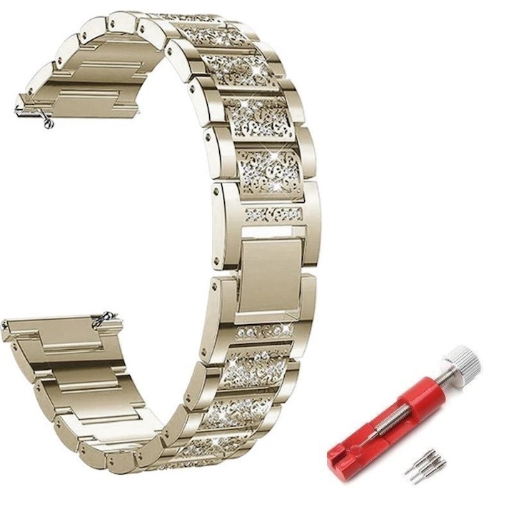 Best Accessories, Дамска гривна съвместима с Huawei Watch GT4 41mm, метална каишка, шампанско злато, 18mm