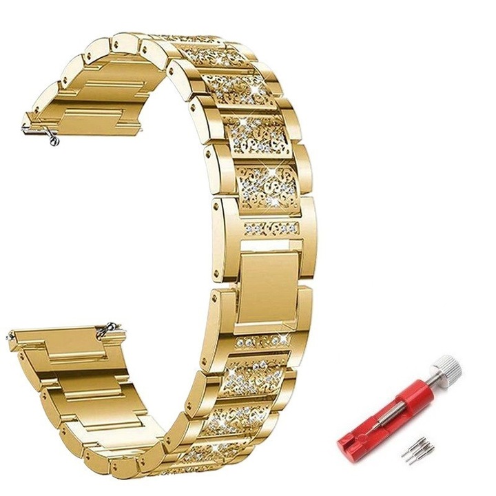 Bratara de dama compatibila cu Huawei Watch GT4 41mm, Best Accessories, curea metalica, auriu, 18mm