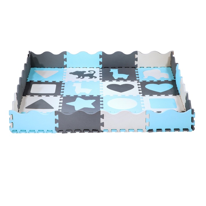 Mata pentru copii puzzle, Nils, 36 elemente, mint, 120x120cm