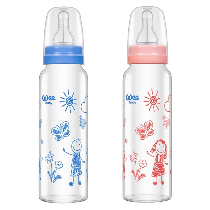 Wee Baby Classic, Топлоустойчиво стъклено шише, 240 ml
