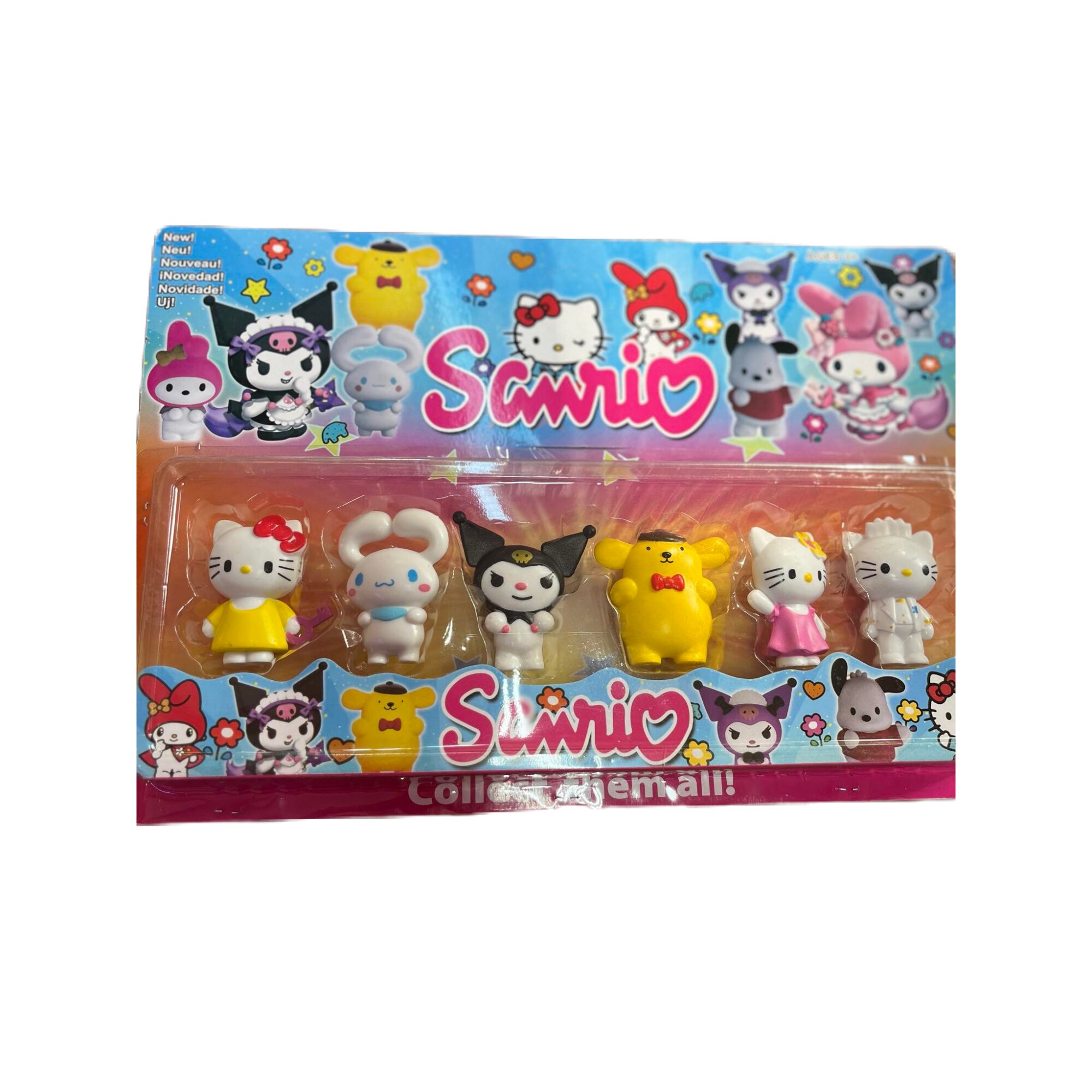 Set 6 figurine Sanrio Kitty Kuromi My Melody, multicolor, 6 cm
