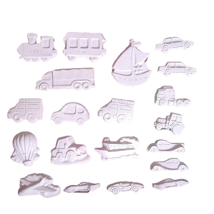 Комплект 20 фигурки, гипс, транспортно средство-за боядисване