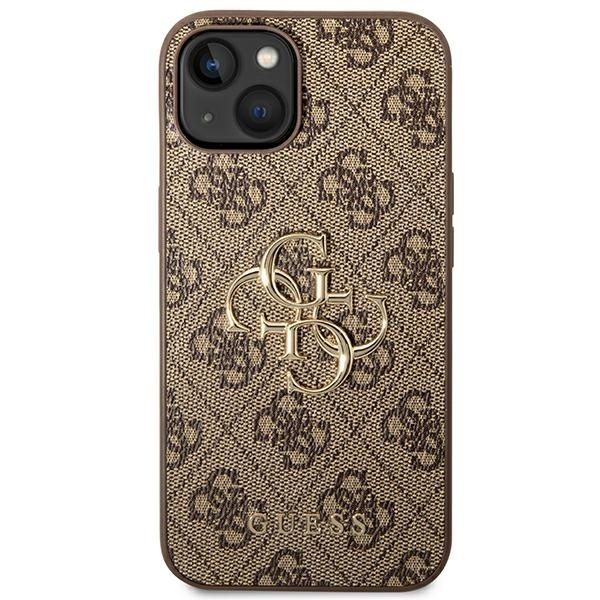Husa Guess pentru iPhone 13/14/15, Logo Mare 4G, Maro