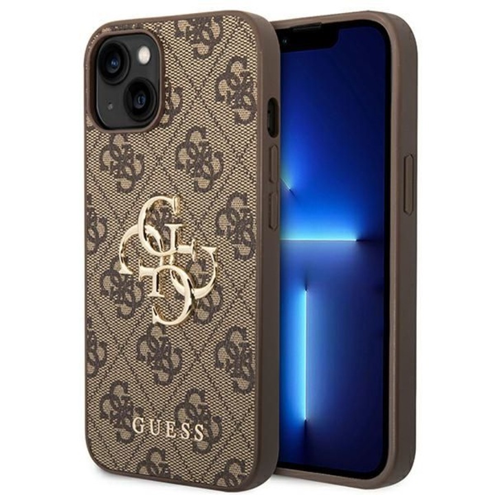 Калъф Guess за iPhone 13/14/15, голямо лого 4G, кафяв