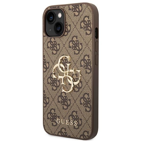 Husa Guess pentru iPhone 13/14/15, Logo Mare 4G, Maro