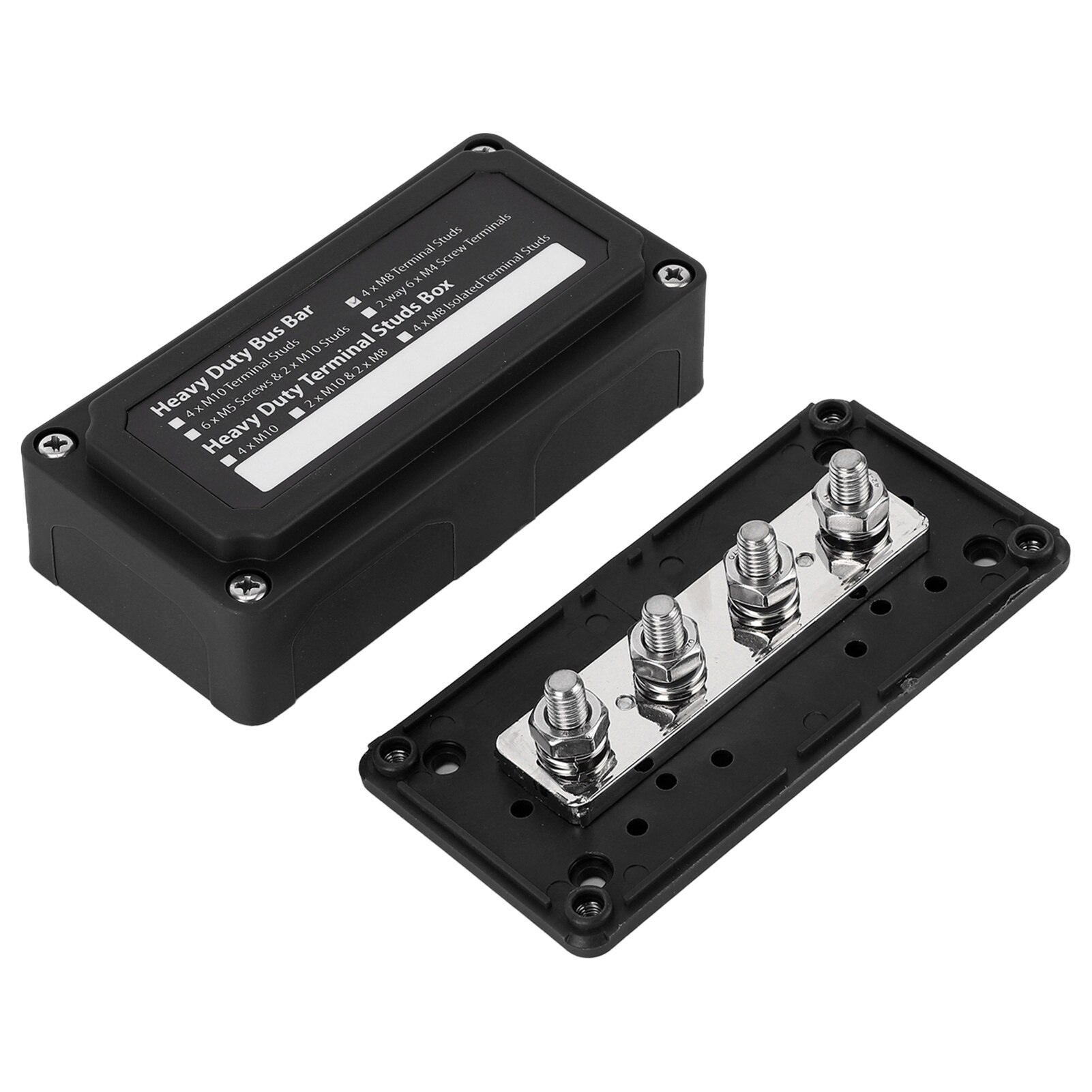 Tiardey 300A Box Heavy Duty Module Design Electrical Distribution Block with 4X M8 12V - 48V DC Stud Terminal Battery Terminal Block for Marine Car Solar Tiardey 300A Box Heavy Duty Module Design Electrical Distribution Block with 4X M8 12V - 48V DC Stud Terminal Battery Terminal Block for Marine Car Solar