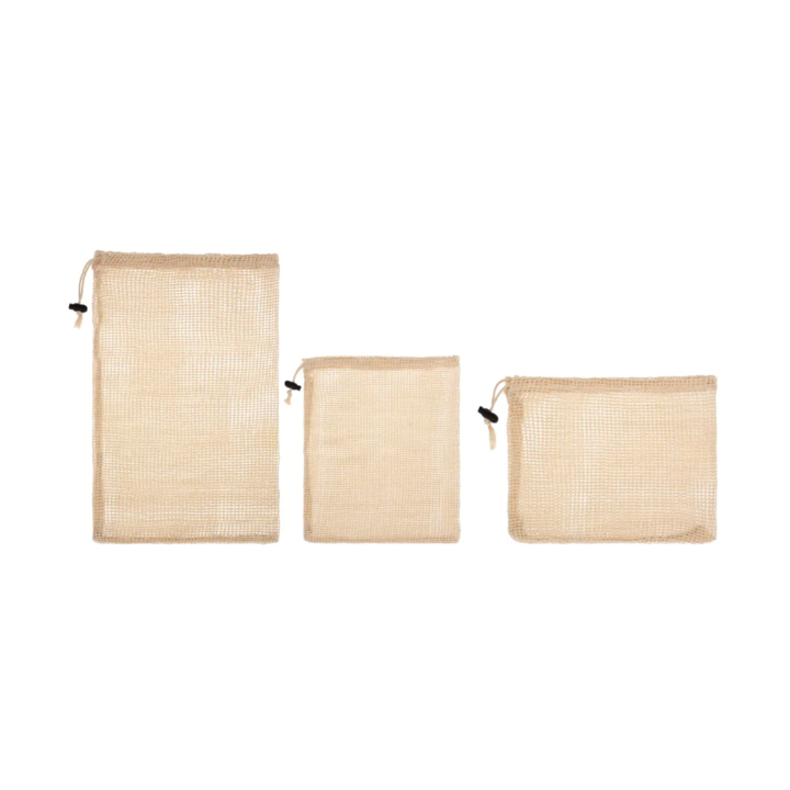 Set 3 saculeti legume, bumbac, 20 x 28, 33 x 28, 43 x 28 cm