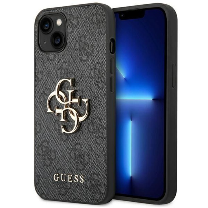 Калъф Guess за iPhone 13/14/15, голямо лого 4G, сив