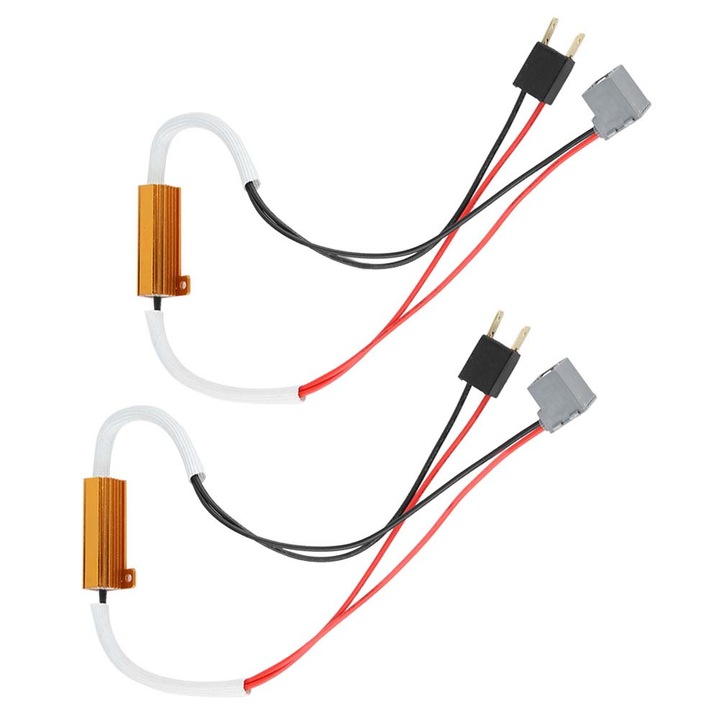 2 db-os dekóder töltőellenállás készlet H7 LED fényszórókhoz, villogásgátló, vízálló, kis méretű