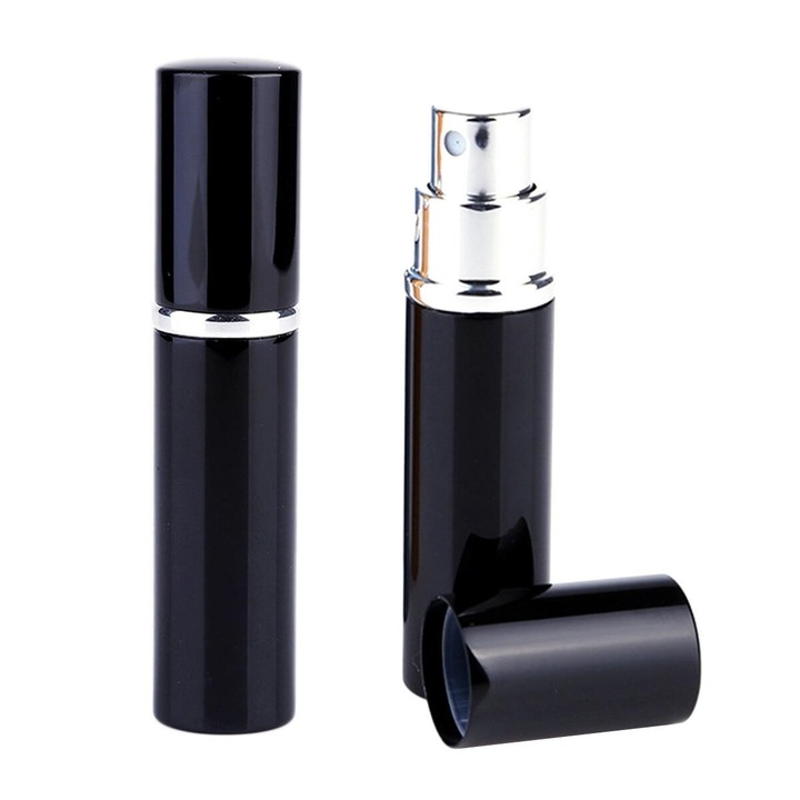 Pulverizator de parfum pentru calatorie, reincarcabil, din aluminiu, capacitate 10ml, negru
