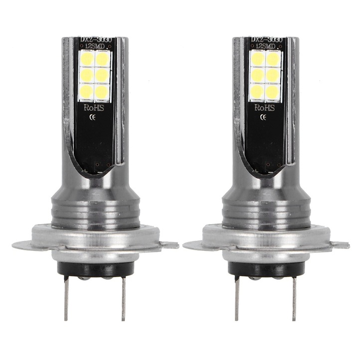 Комплект от 2 крушки H7 3030-12 LED 1000LM 6500~7500K
