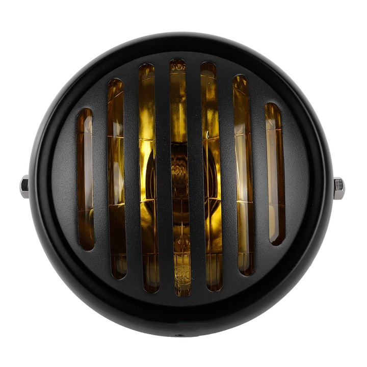 Far motocicleta Bizaical, carcasa neagra, lentila alba, 12V, design universal