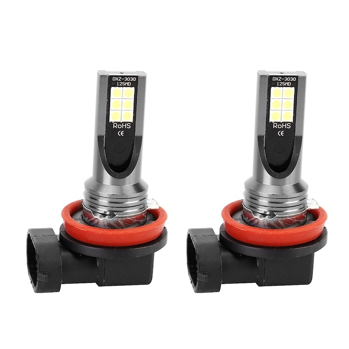 2db LED autós izzó szett, H8 H11, 12LED, 800LM, fehér, 12W
