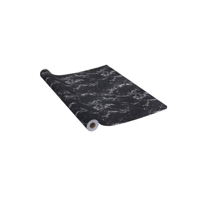 Folie autocolanta tip marmura, neagra, 60x300cm, rezistenta la apa, usor de curatat