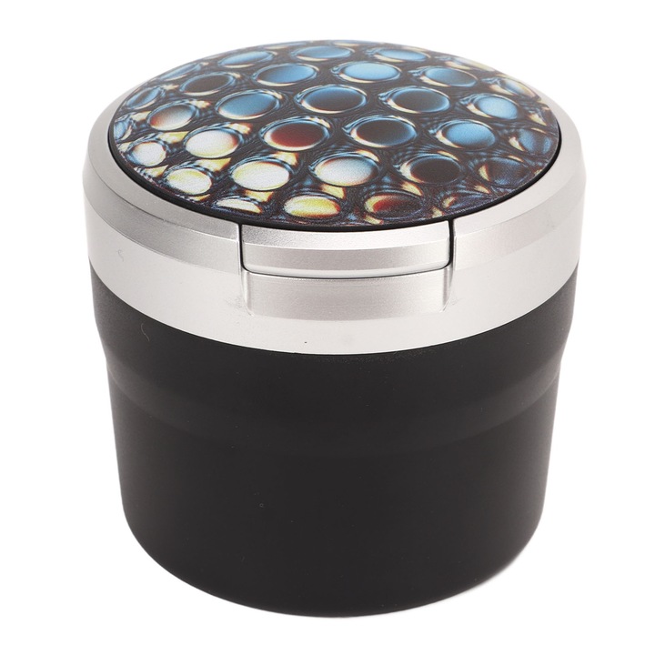 Autós hamutartó, hosszú cipzáras, hordozható, LED-es, 76,8x71,5 mm, többszínű