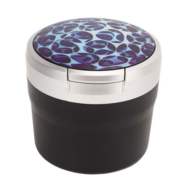 Autós hamutartó, hosszúkás, hordozható, LED-del, 76,8x71,5 mm, többszínű