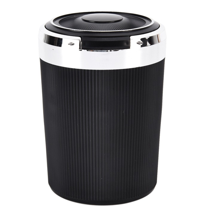 Autós hamutartó LED-del, longziming, tűzálló anyagból, fedéllel, 3W, ezüst, 108x77mm