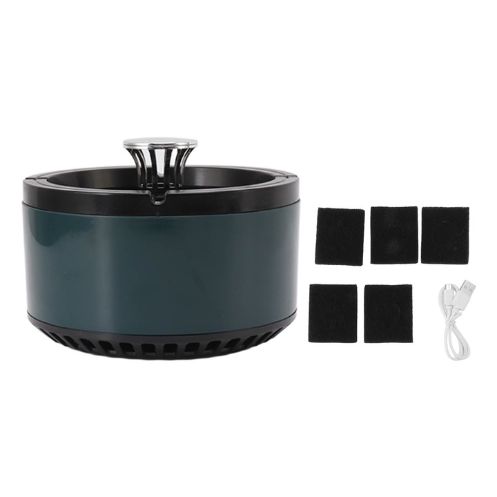 Зелен интелигентен пепелник, 14x14x8 см, с акумулаторна батерия