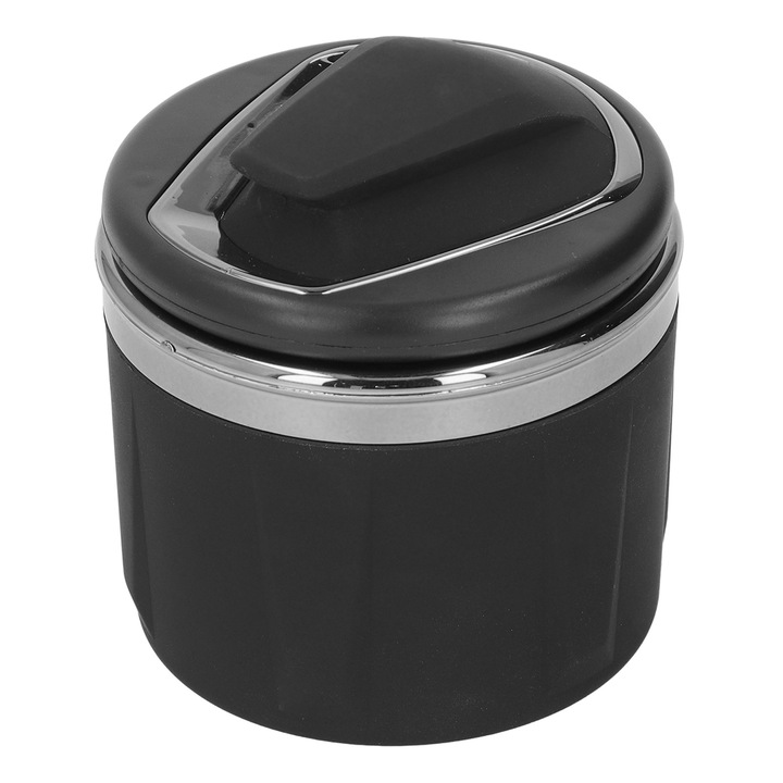 Autós hamutartó fedéllel, hosszú cipzárral, ABS, lángálló, nagy kapacitású, szürke/fekete