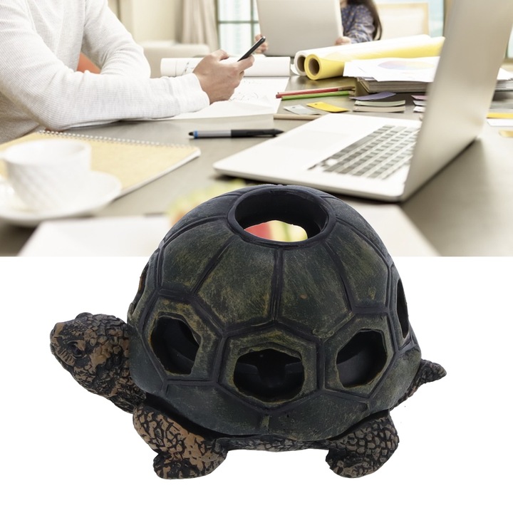 Műgyanta hamutartó teknős mintával, 13,5x10x8cm, dekoratív otthonra, irodába, teraszra, étterembe