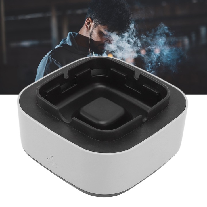 Füstmentes hamutartó, longziming, többfunkciós, tisztítás negatív ionokkal, szürke, 13x13x7cm