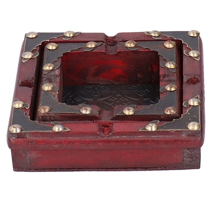 Fa hamutartó, hosszú cipzáras, antik kivitel, méretei 9,5x9,5x3,2cm, 13x13x3,2cm