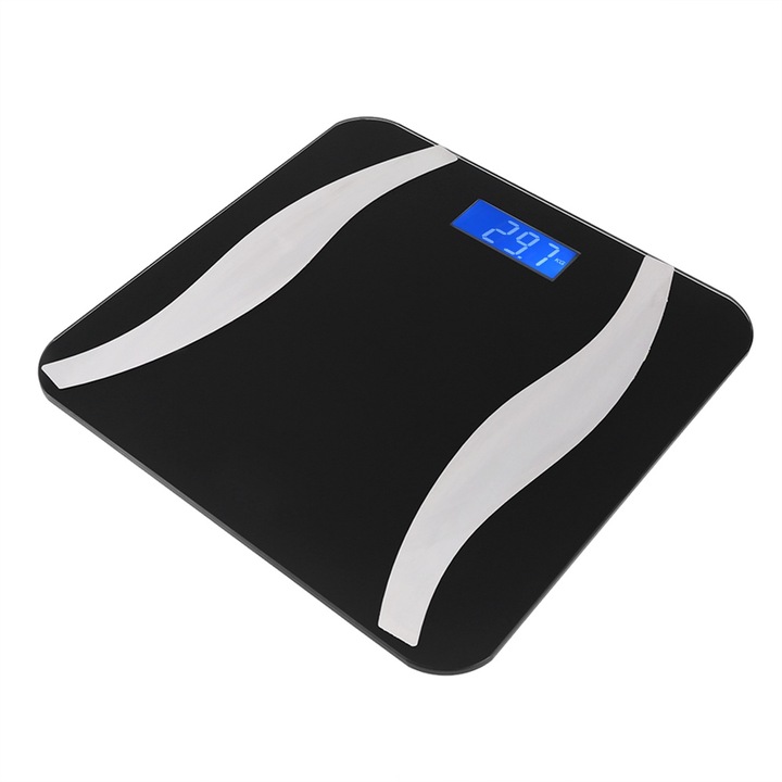Телесна везна с Bluetooth, Интелигентна, LCD дисплей, бяло/черно, 3Kg-180Kg, комплект