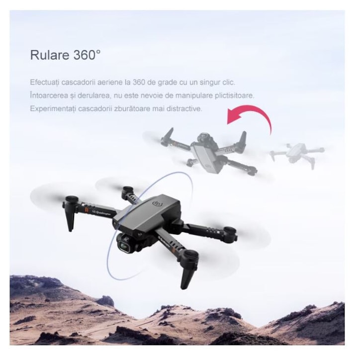 Drona E88 Pro Camera 1x Bateria 1800 Mha 4K Zbor 20min Pliabila Geanta De Transport mentinere altitudine 1x Bateria 1800 Mha Negru