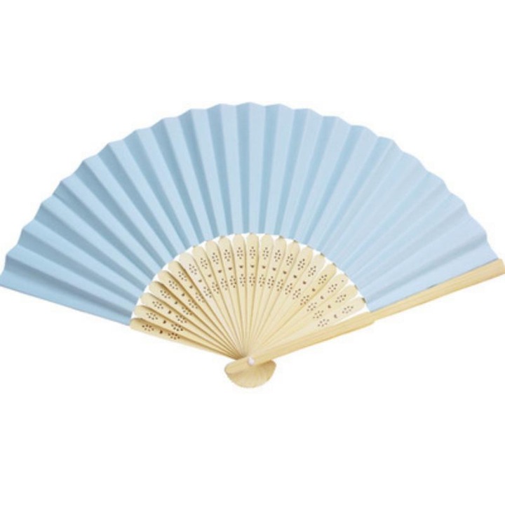 Keleti stílusú legyező, dekorációra vagy rendezvényekre, kék