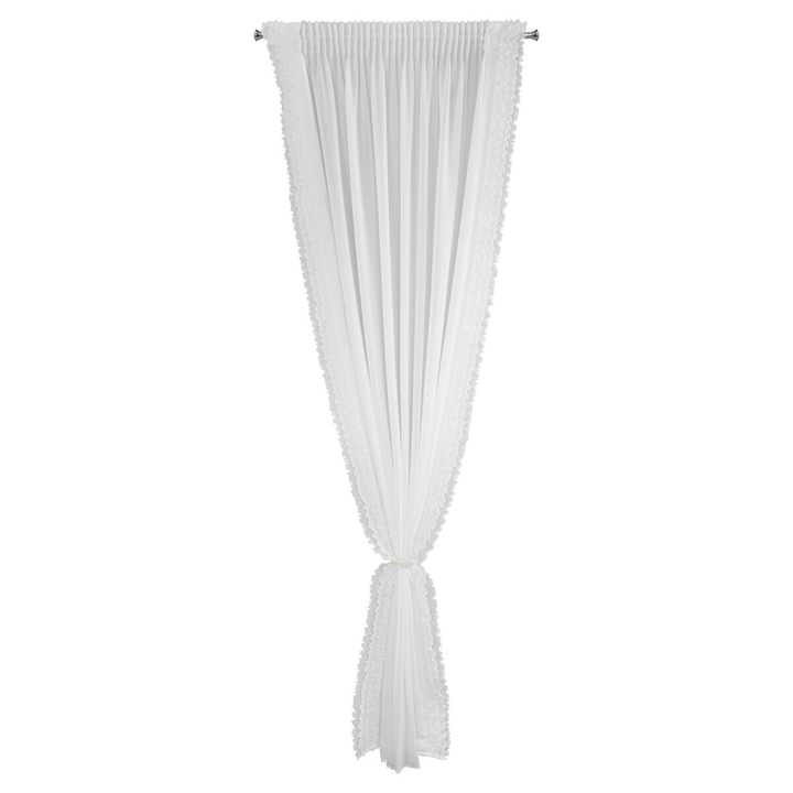 Perdea LUISA alb 140 x 270 cm rejansa Eurofirany cu curea pentru fixare