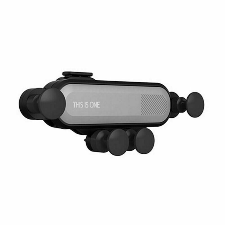 Suport auto pentru telefon, prindere pe grila de ventilatie, cu 4 brate mobile, gri, Dactylion®