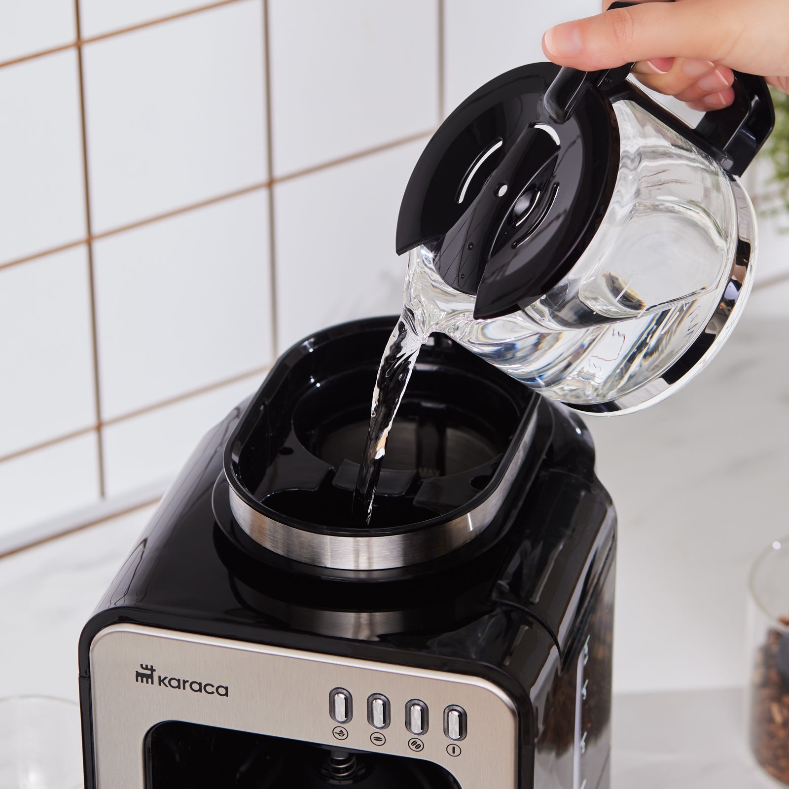 Cafetiera cu Filtru si Rasnita Integrata, Karaca, Grindmaestro, 0, 5L, 600W, Inox