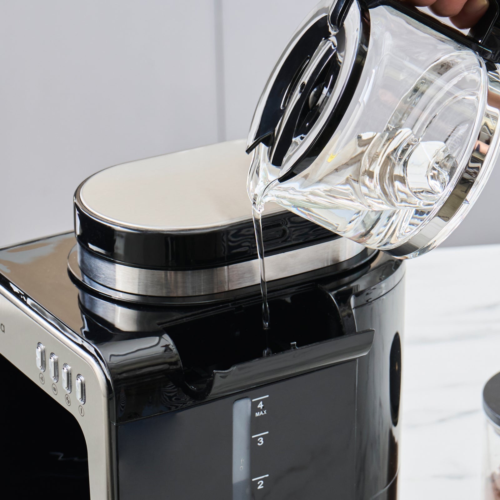 Cafetiera cu Filtru si Rasnita Integrata, Karaca, Grindmaestro, 0, 5L, 600W, Inox