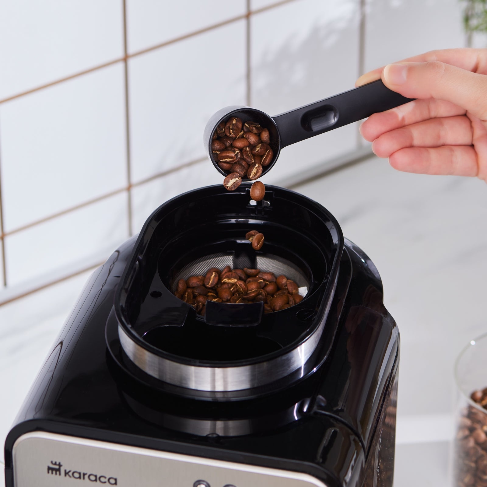 Cafetiera cu Filtru si Rasnita Integrata, Karaca, Grindmaestro, 0, 5L, 600W, Inox