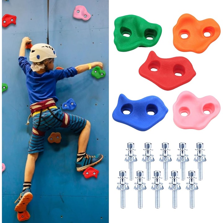 Set echipamente escalada pentru copii, AMRINUGL, manere escalada, accesorii pentru perete de escalada