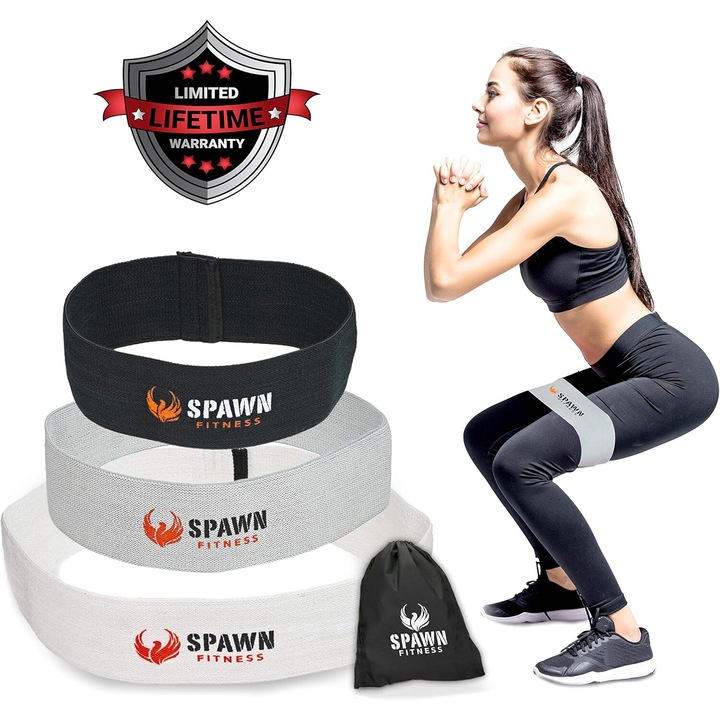 Benzile elastice de rezistenta Enforose, set 3 nivele, non-alunecare, pentru antrenamente glute, aerobic