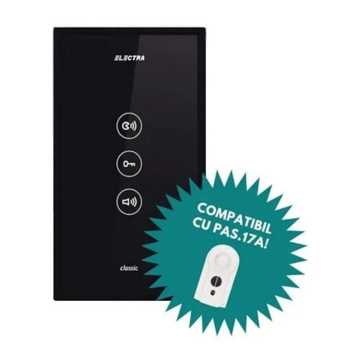 Interfon de interior Electra Classic PAS.27N, touch screen, semiduplex, aparent, negru