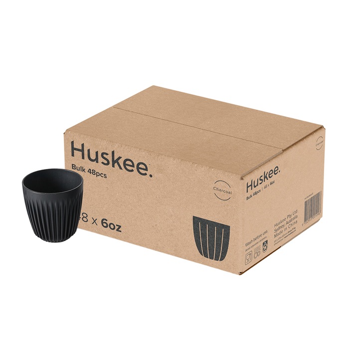 Set de 48 cesti de cafea, Huskee, 180 ml, polipropilena, Negru