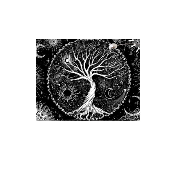 Decoratiune Sunmostar, Arborele Vietii, 150x130cm, negru si alb