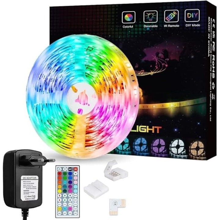 Banda LED RGB 5m, 20 culori, efecte de iluminare, SHOPLED