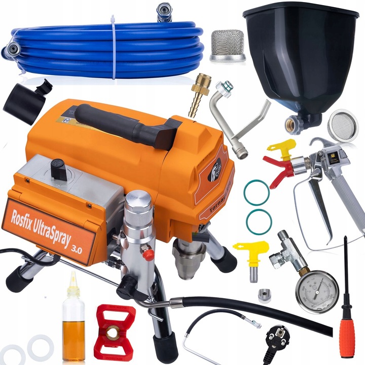 Професионална машина за боядисване Rosfix Tornado RT4 UltraSpray 3000W, 22MPA, 3.2L/min, с резервоар 6L за боя