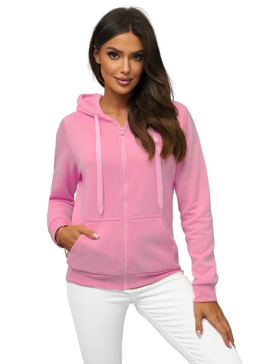 Női cipzáras pulóver, Ozonee, Bihor, világos rózsaszín, L INTL