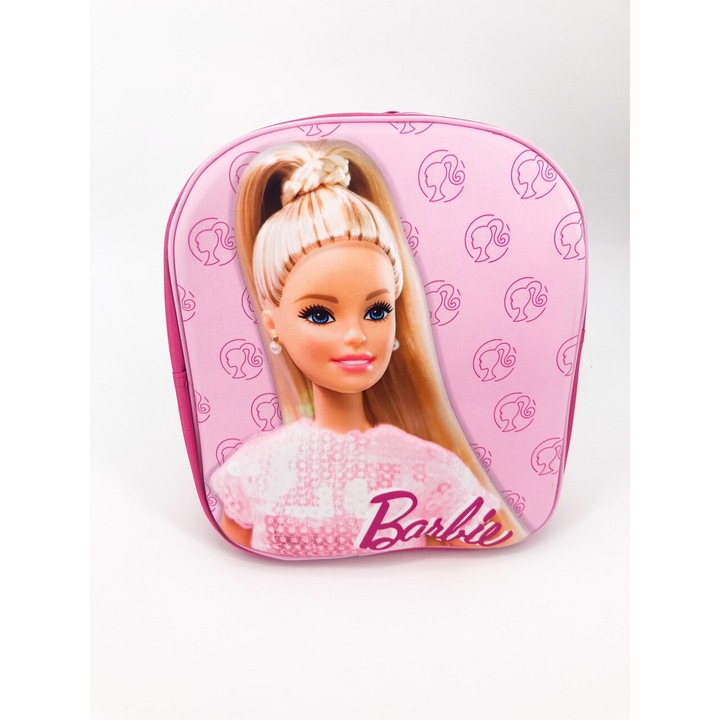 Barbie, lány, gyerek, 3D-s, hátizsák, rózsaszín, 30X26X10CM