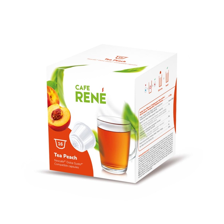 Café René - Tea René - Peach Tea - Őszibarackos - Dolce Gusto kompatibilis kapszula, 16 db
